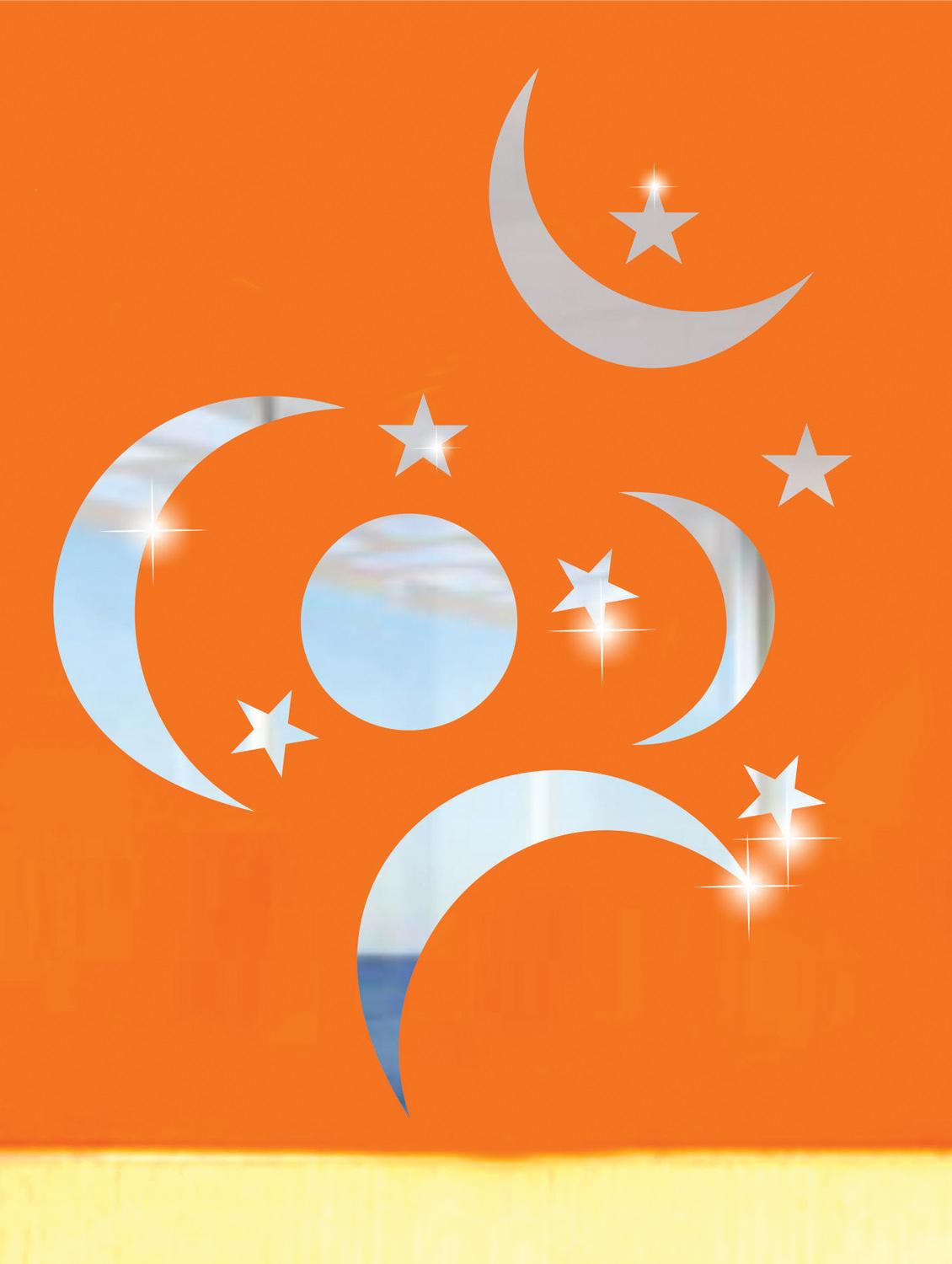 Circle And Moon 3D Mirror Sticker - Zeeshaan