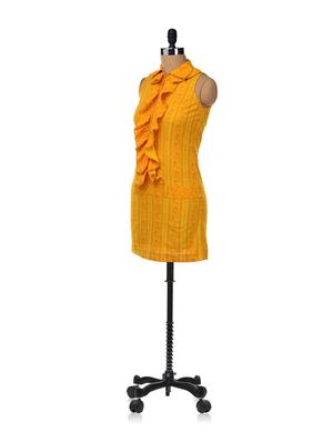 sleeveless yellow frill dress - 6780 - Standard Image - 2