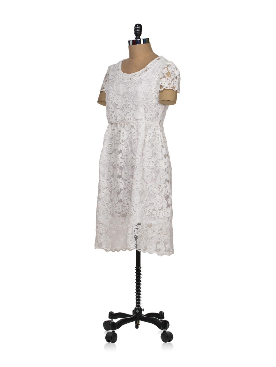 Elegant White Lace Dress - 69319 - Zoom Image - 2