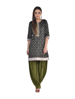 mehendi green cotton patiala salwar - 69496 - Standard Image - 2