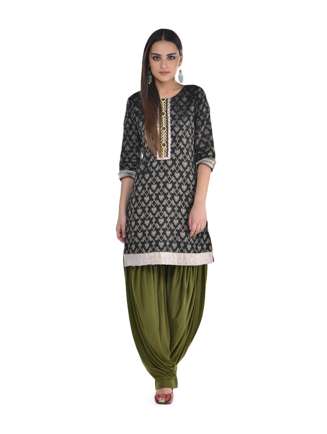 mehendi green cotton patiala salwar - 69496 - Zoom Image - 2