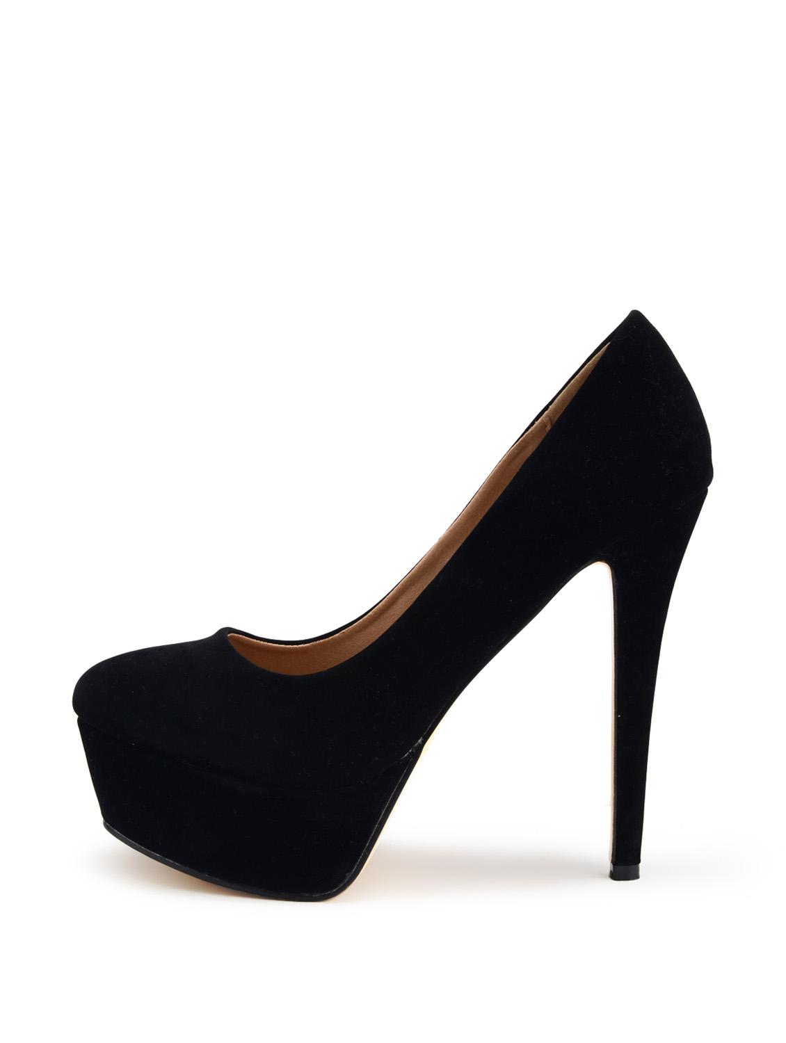 Black Faux Suede Pumps - 7249 - Zoom Image - 2