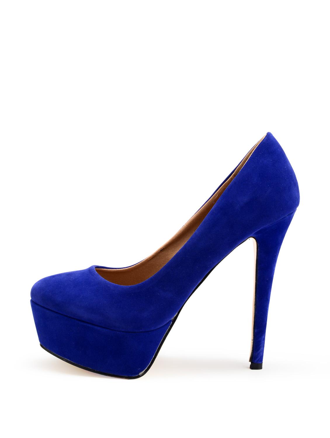 Royal Blue Faux Suede Pumps - 7250 - Zoom Image - 2