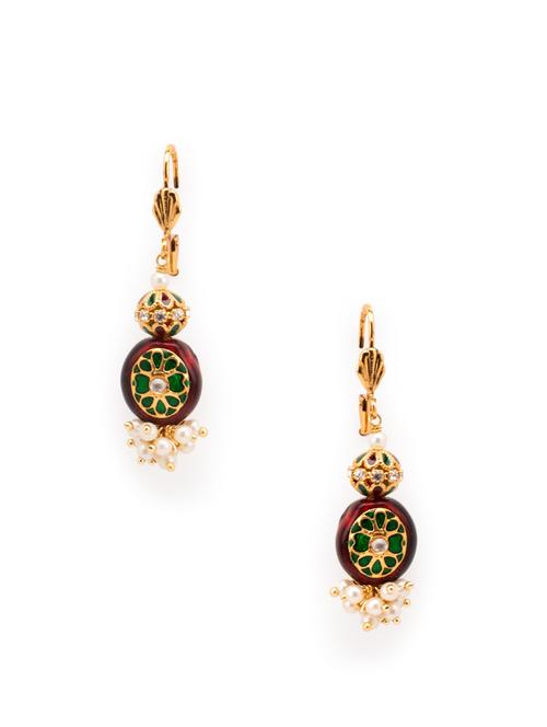 Enamel Work And Pearl Cluster Earrings - OARS