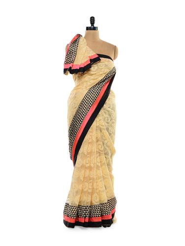 Butterscotch Cotton Lace Saree
