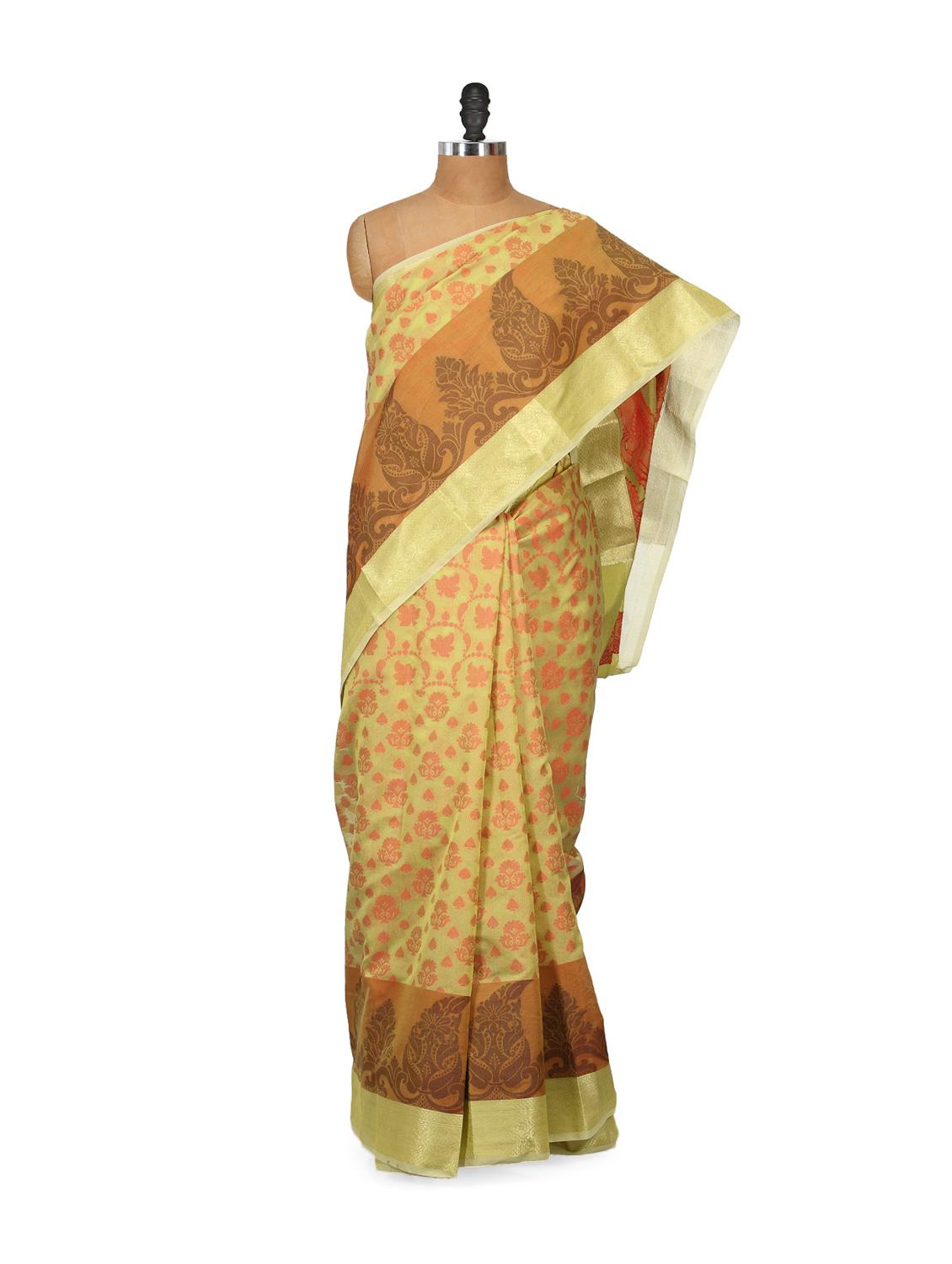 Green Printed Cotton Silk Saree - Bunkar
