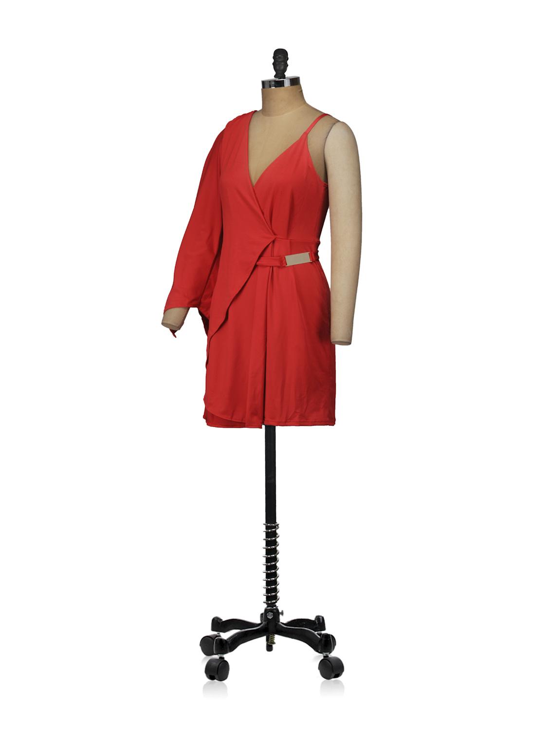 asymmetrical folds red party dress - 854710 - Zoom Image - 2