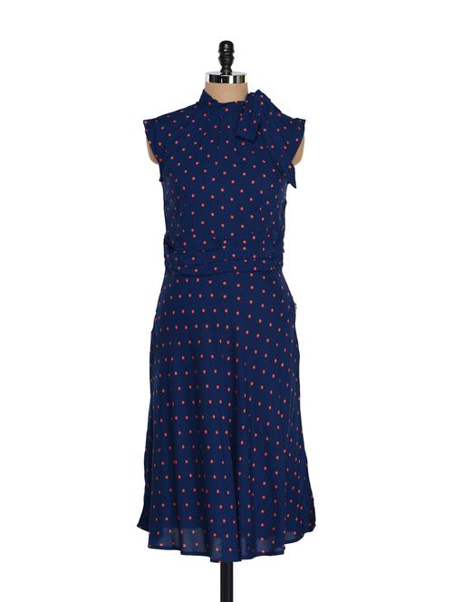 Blue Dress With Red Polka Dots. - AKYRA