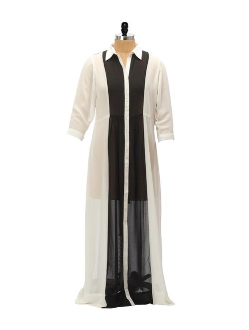 Monochrome Sheer Shirt Dress - AND