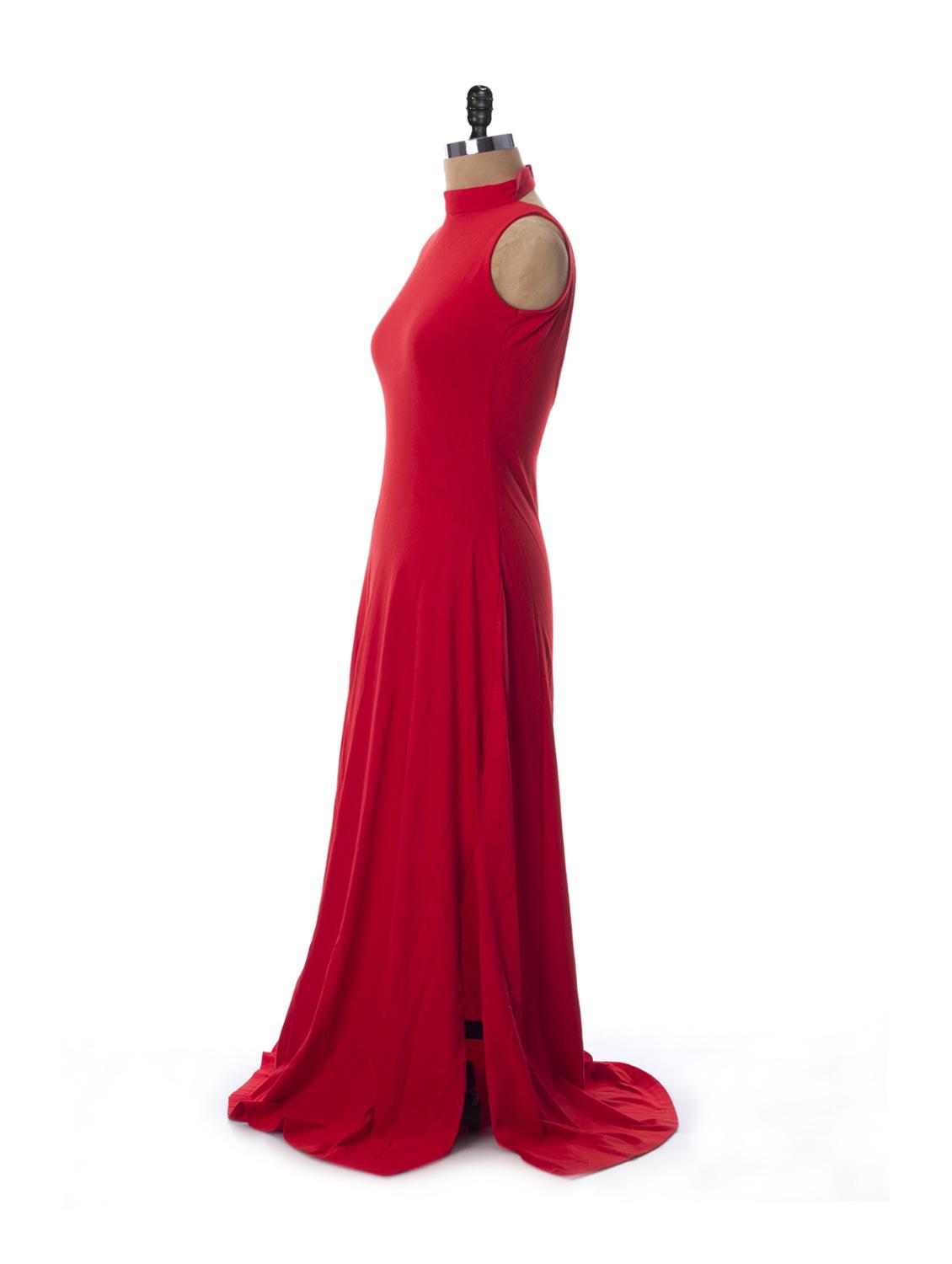 sultry red high collar neck gown - 88285 - Zoom Image - 2