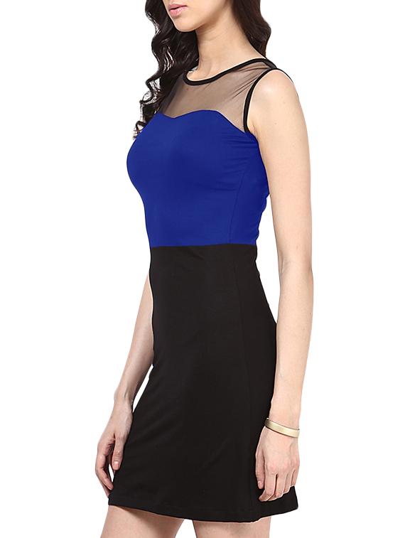 color block sheer panel sheath dress - 886295 - Zoom Image - 2