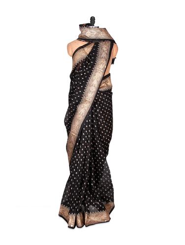 Gold touch black cotton saree