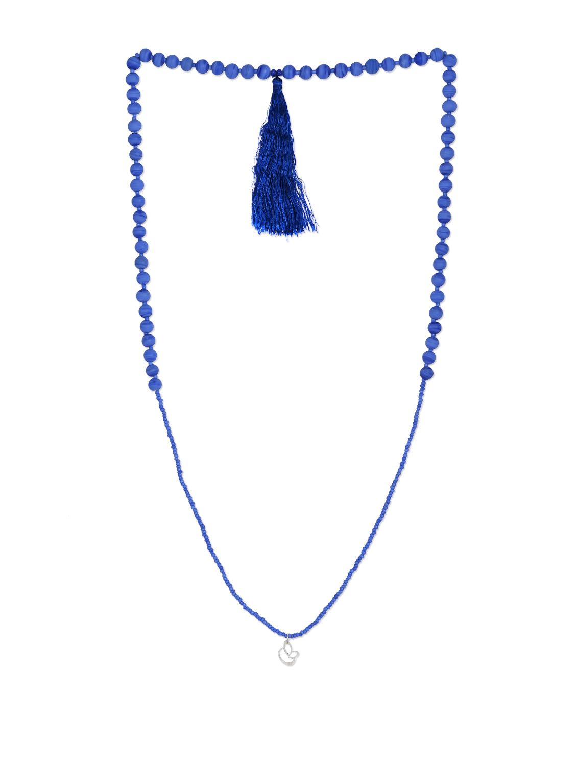 blue glass bead necklace with a silk thread - 888434 - Zoom Image - 2