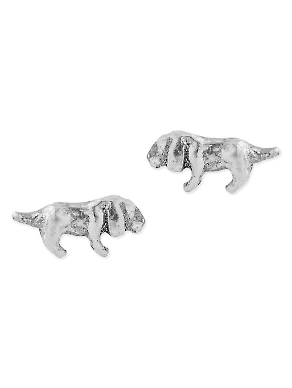 Enthralling Oxidized Silver Plated Stud Earrings Featuring Animal - Voylla