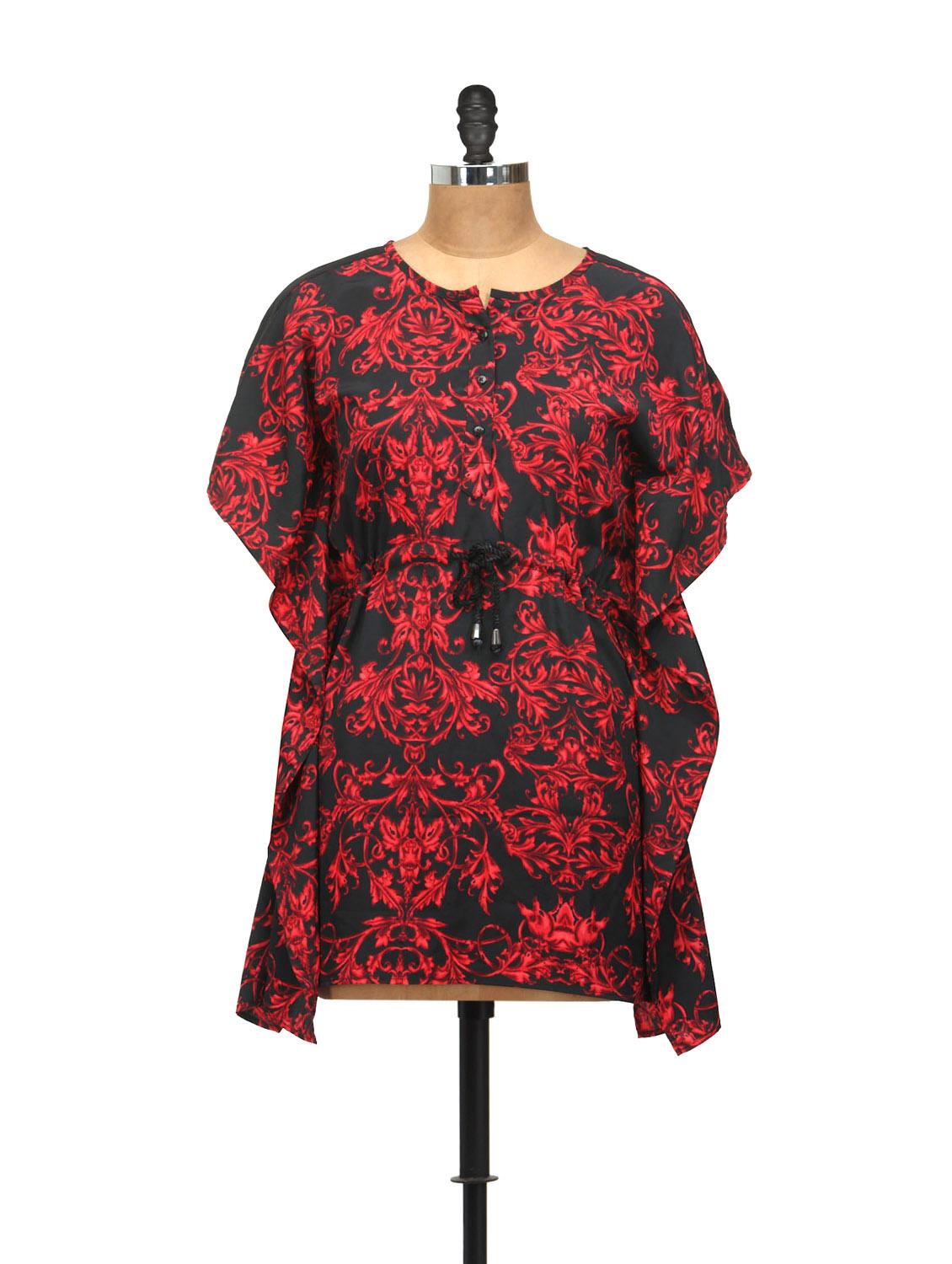 Red And Black Kaftan Style Top - L'elegantae
