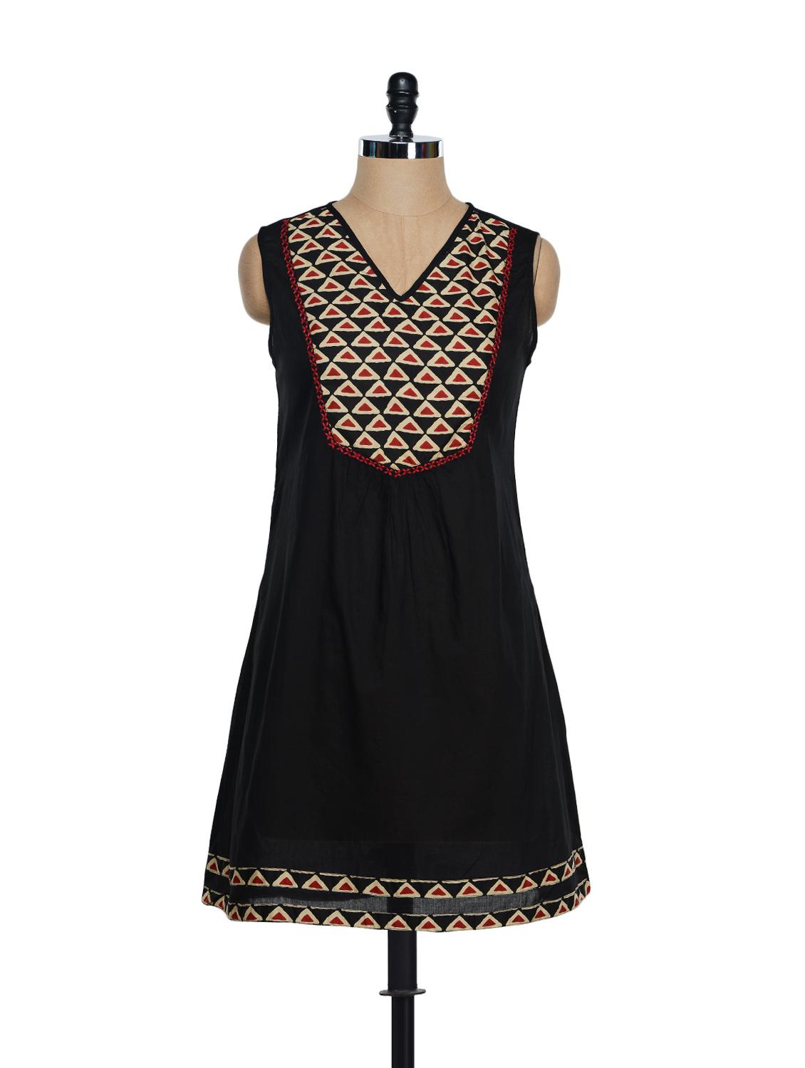 Black And Red A-line Kurti - Eavan