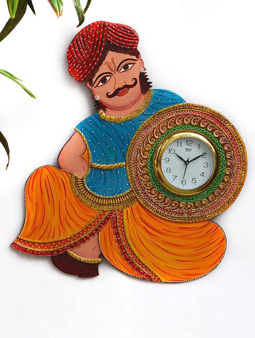 rajasthani papier-mache wall clock - 900239 - Standard Image - 1