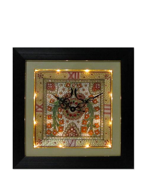 embellished peacock motif marble wall clock - 900565 - Standard Image - 1
