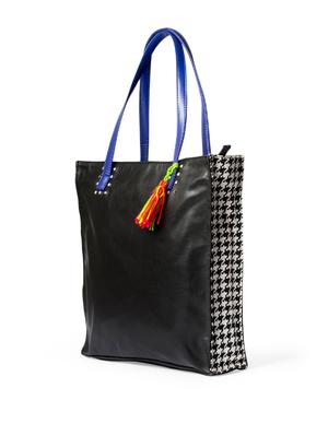 black glossy finish tote bag with a colourful tassel - 902001 - Standard Image - 5