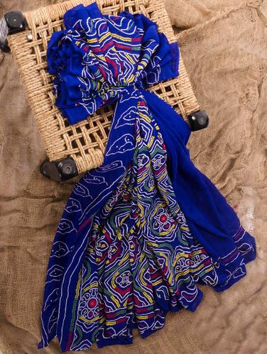 Royal blue georgette printed saree