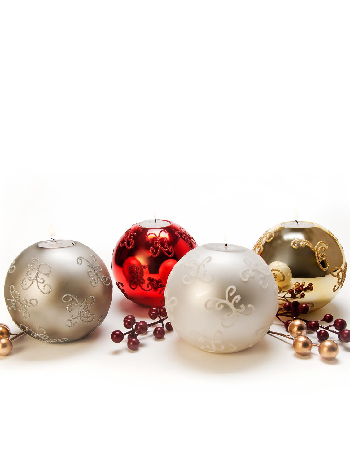 Shimmer Glass Ball Tealight Holder (Set Of 4) - Importwala