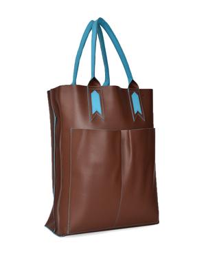 brown tote bag with blue handles - 905470 - Standard Image - 5