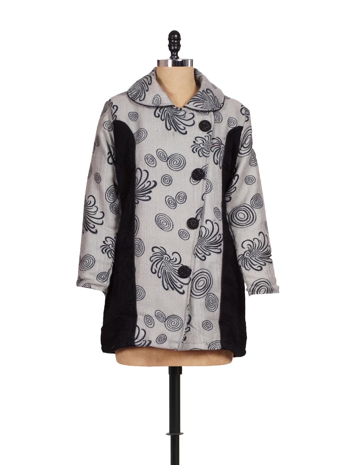 Trendy Grey And Black Coat - Madrona