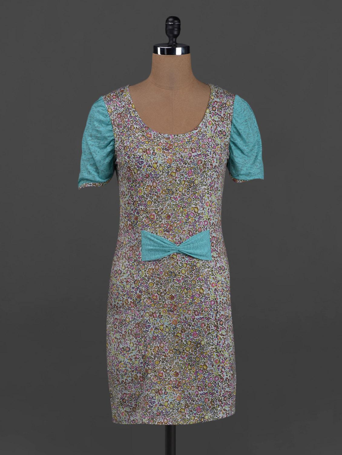 Floral Printed Shorts Sleeves Cotton Knit Dress - Belle Fille
