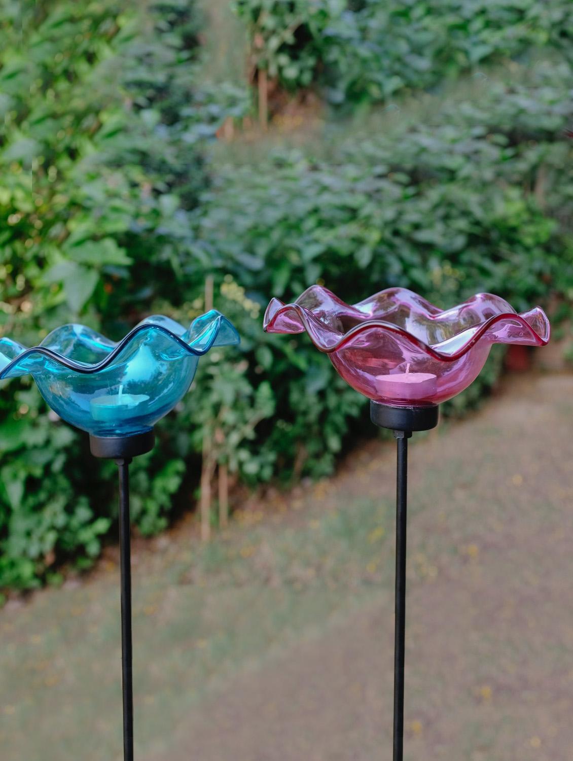 Iron Garden Stake With Glass Flower - The Yellow Door - 920581