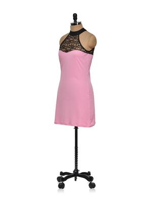 Pink halter dress with mesh inserts - 933090 - Standard Image - 2