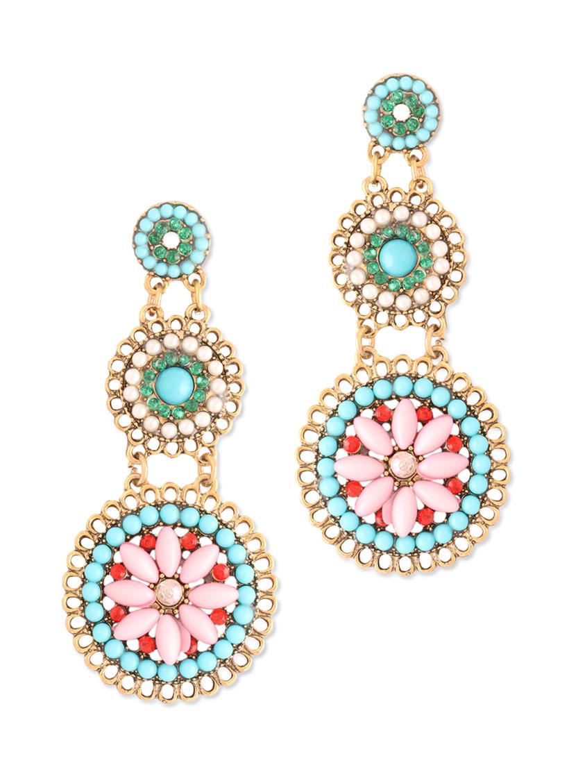 Multicoloured Beaded Long Earrings - Style Fiesta