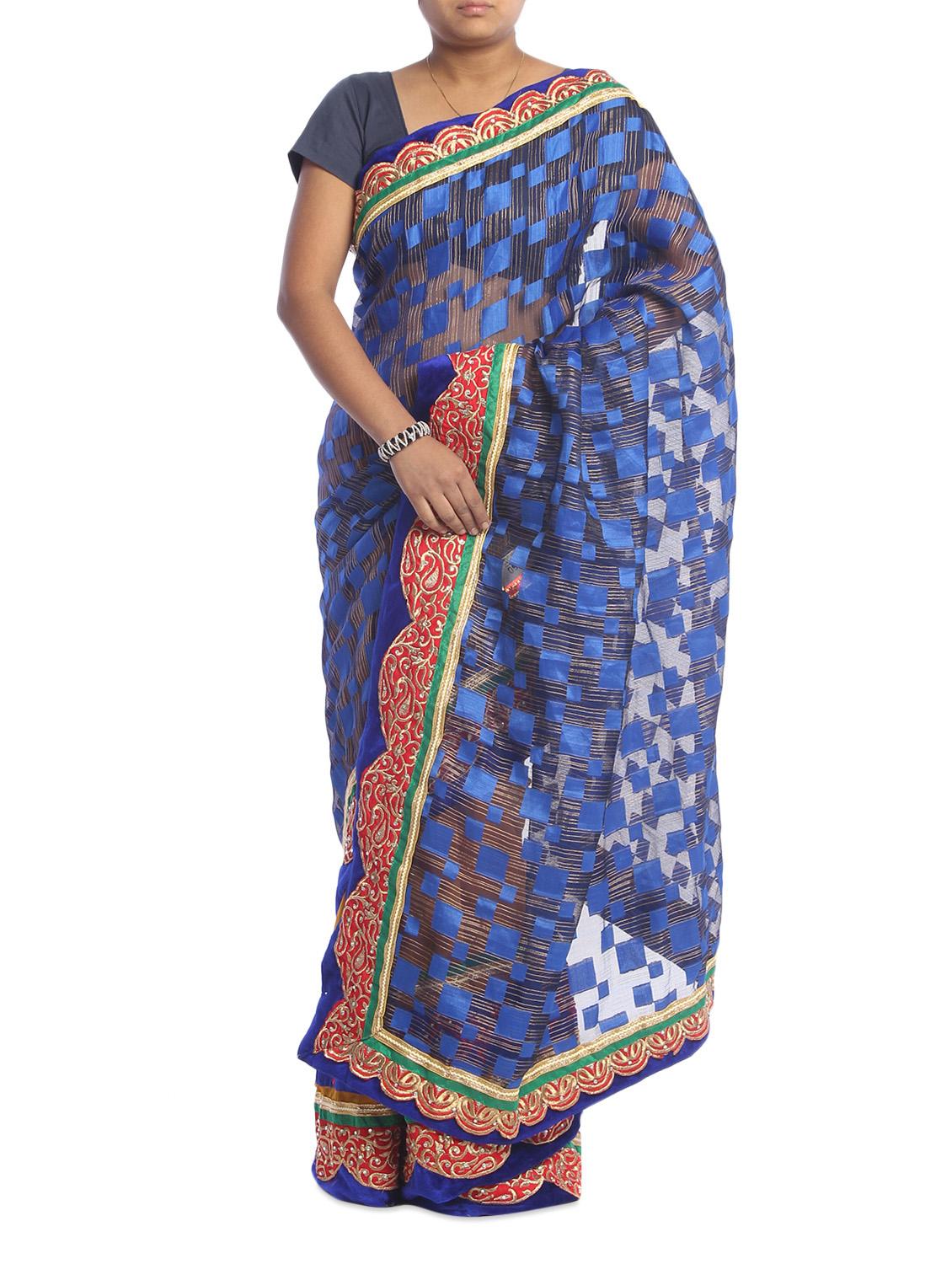 Royal Blue Art Silk Saree - Saraswati