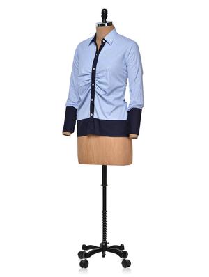 Blue Striped Shirt with Contrast Cuffs - 940259 - Standard Image - 2
