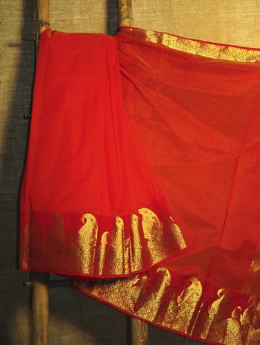 Paisley trim silk Banarasi saree