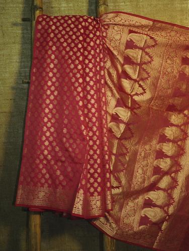 Gold touch pink Banarasi saree