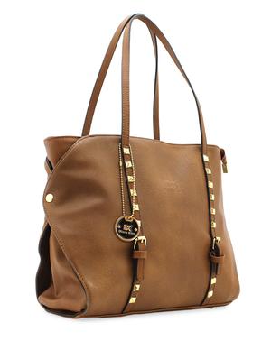 brown studded leatherette handbag - 948195 - Standard Image - 5