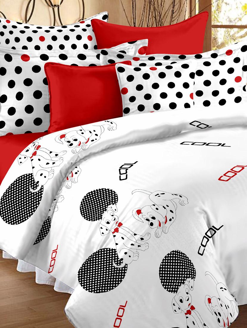 Polka Dotted Kids Double Bedsheet With Pillow Cover - Story @ Home