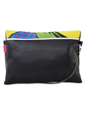 multicolored printed canvas and leatherette clutch - 9543472 - Standard Image - 2