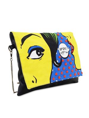 multicolored printed canvas and leatherette clutch - 9543472 - Standard Image - 5