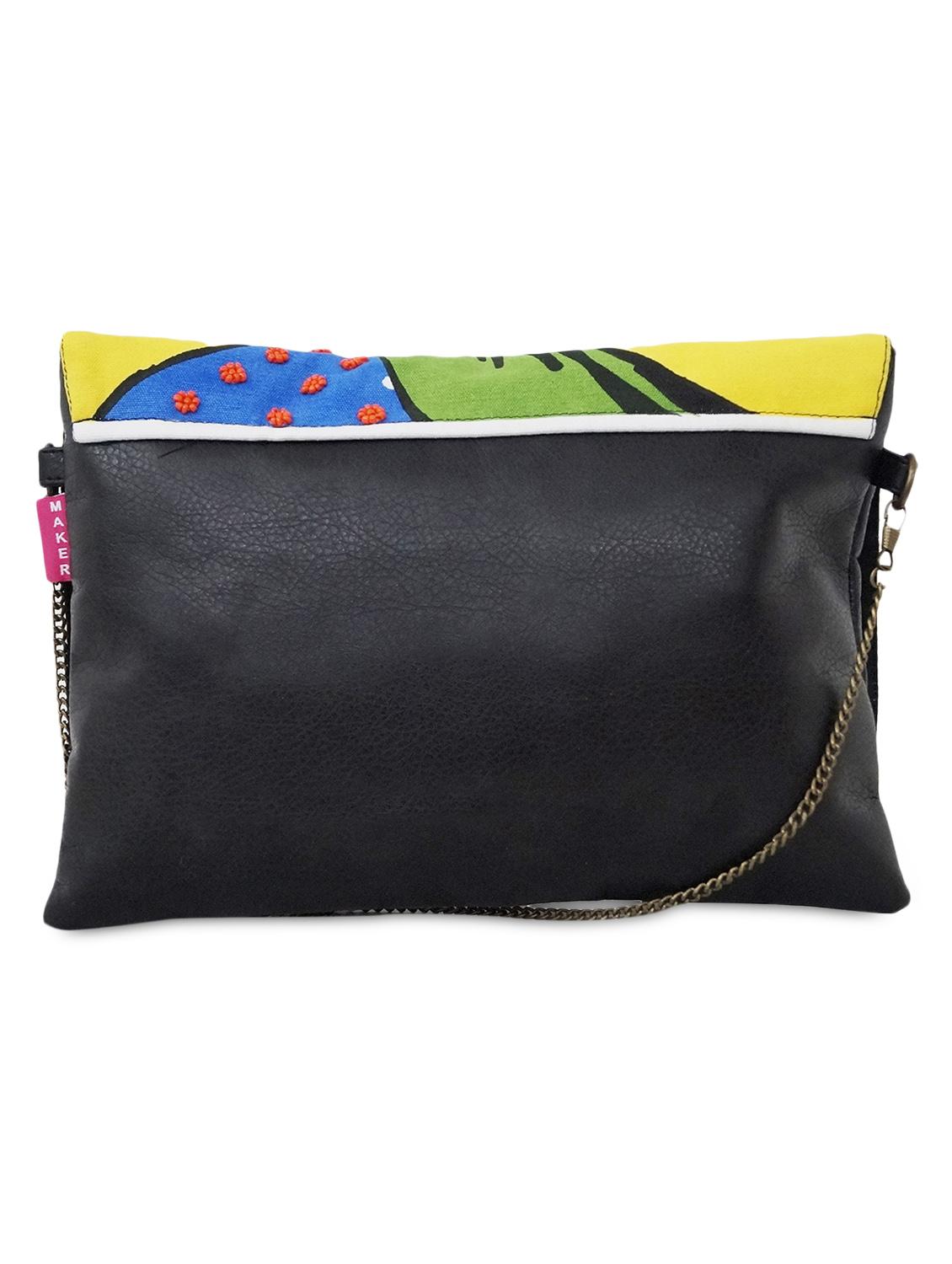 multicolored printed canvas and leatherette clutch - 9543472 - Zoom Image - 2