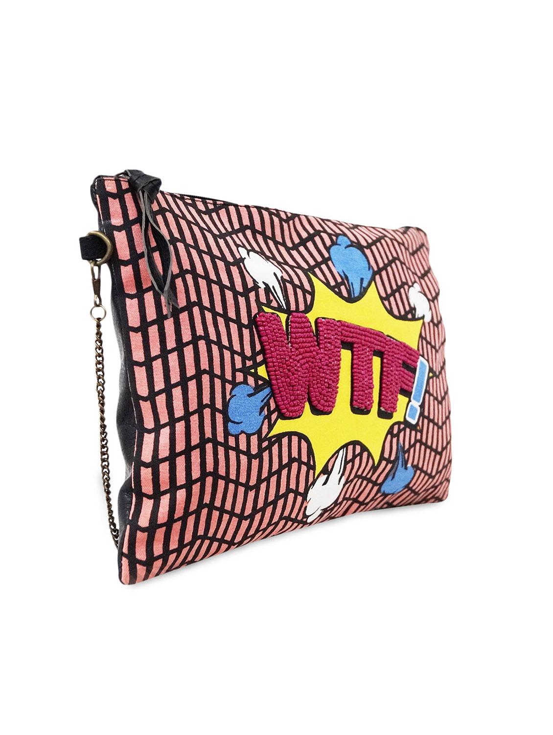 multicolored printed canvas and leatherette sling bag - 9543474 - Zoom Image - 5