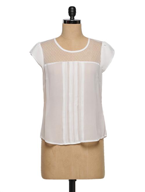 Round Neck Shorts Sleeves Georgette Top - XnY