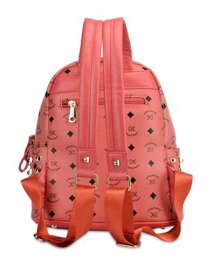 peach printed and studded faux leather backpack - 9545563 - Standard Image - 2