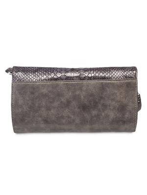 grey printed leatherette clutch - 9545948 - Standard Image - 2