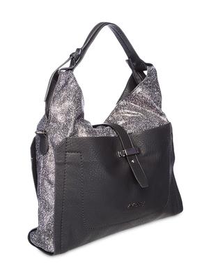 black textured leatherette hobo bag - 9545971 - Standard Image - 5