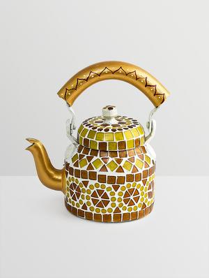 multicolored mosaic painted aluminum kettle - 9559743 - Standard Image - 2