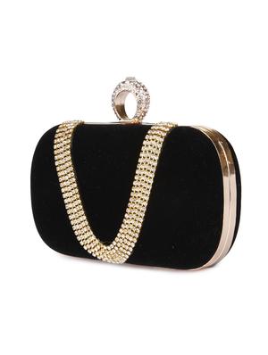 black velvet embellished clutch - 9566790 - Standard Image - 5