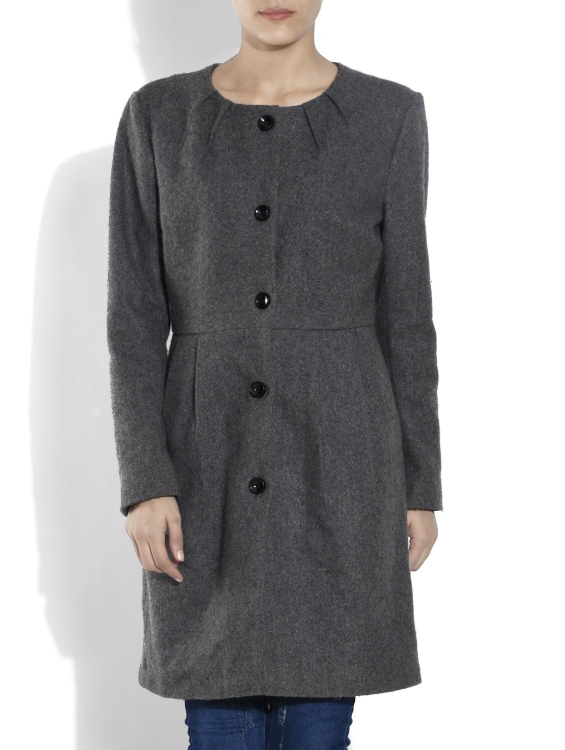 Grey Woollen Long Coat - By