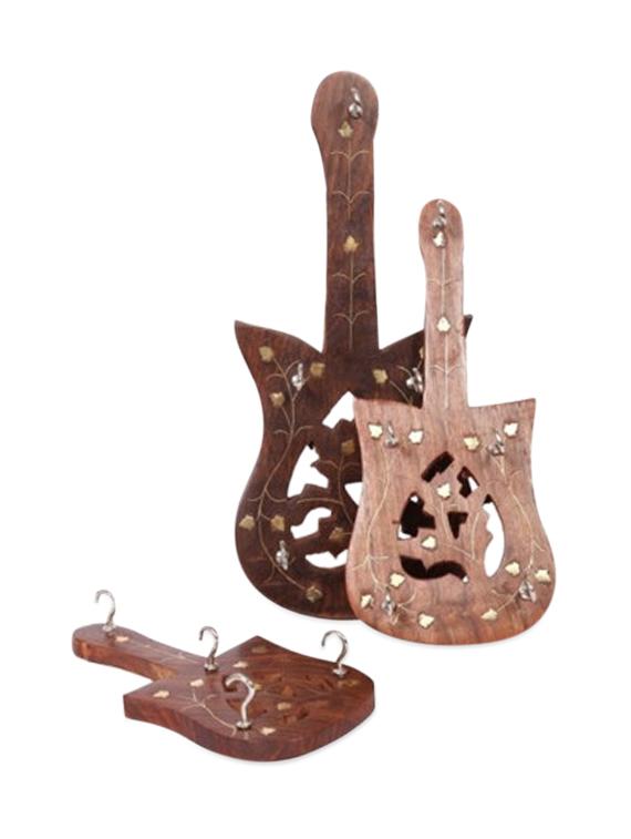 Wooden Guitar Key Holder Set Of 3 Pieces - Onlineshoppee