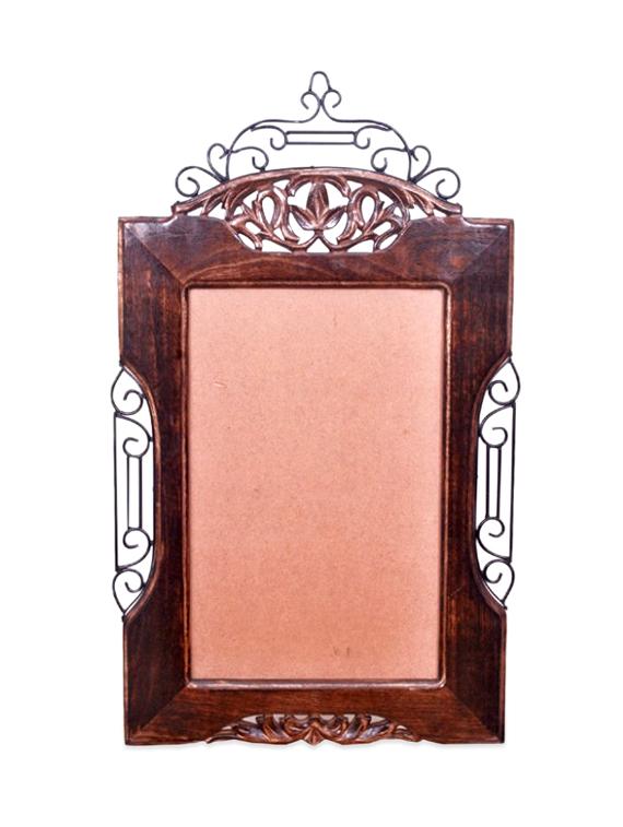 Wooden And Iron Mirror Frame/ Photo Frame Big Antique Look - Onlineshoppee